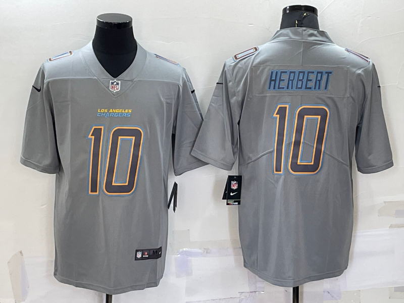 Men's Los Angeles Chargers #10 Justin Herbert Grey Atmosphere Fashion 2022 Vapor Untouchable Stitched Nike Limited Jersey