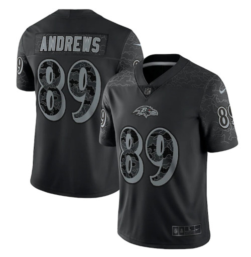 Men's Baltimore Ravens #89 Mark Andrews Black Reflective Limited Stitched Football Jersey