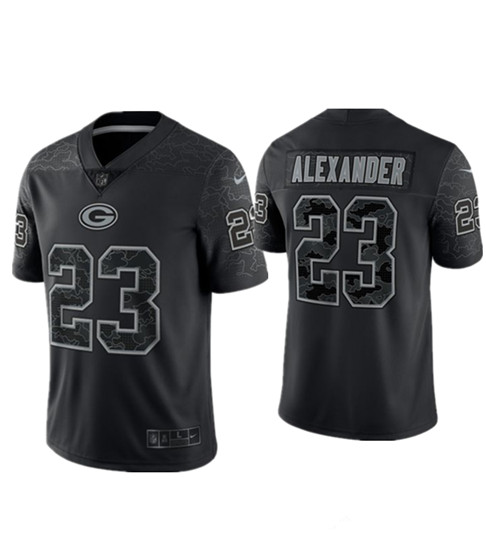 Men's Green Bay Packers #23 Jaire Alexander Black Reflective Limited Stitched Football Jersey