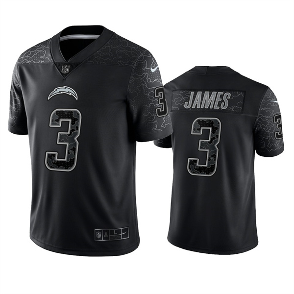 Men's Los Angeles Chargers #3 Derwin James Black Reflective Limited Stitched Football Jersey