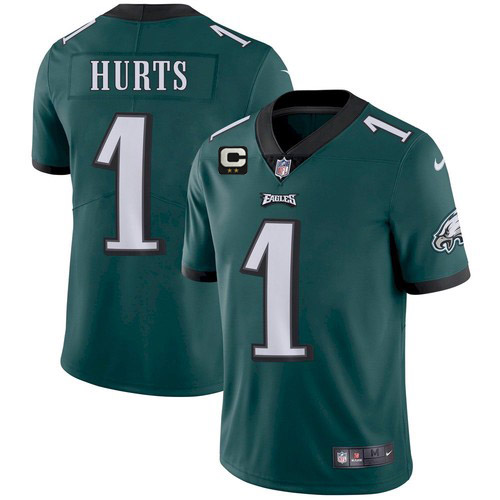 Men's Eagles 2022 #1 Jalen Hurts Green With 2-star C Patch Vapor Untouchable Limited Stitched NFL Jersey