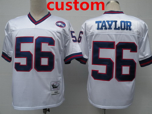 Men's New York Giants Custom White Throwback Jersey