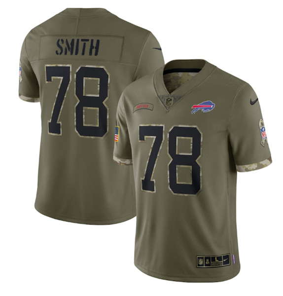 Men's Buffalo Bills #78 Bruce Smith 2022 Olive Salute To Service Limited Stitched Jersey