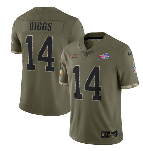 Men's Buffalo Bills #14 Stefon Diggs 2022 Olive Salute To Service Limited Stitched Jersey