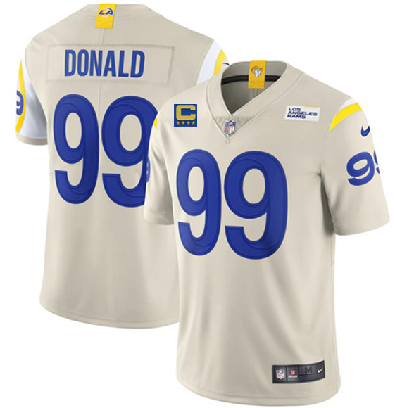 Men's Los Angeles Rams 2022 #99 Aaron Donald Bone White With 4-star C Patch Stitched NFL Jersey