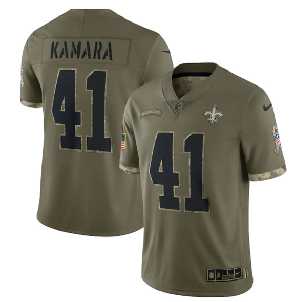 Men's New Orleans Saints #41 Alvin Kamara 2022 Olive Salute To Service Limited Stitched Jersey