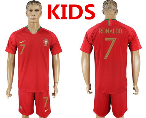 Kids Portugal #7 Ronaldo Home Soccer Country Jersey