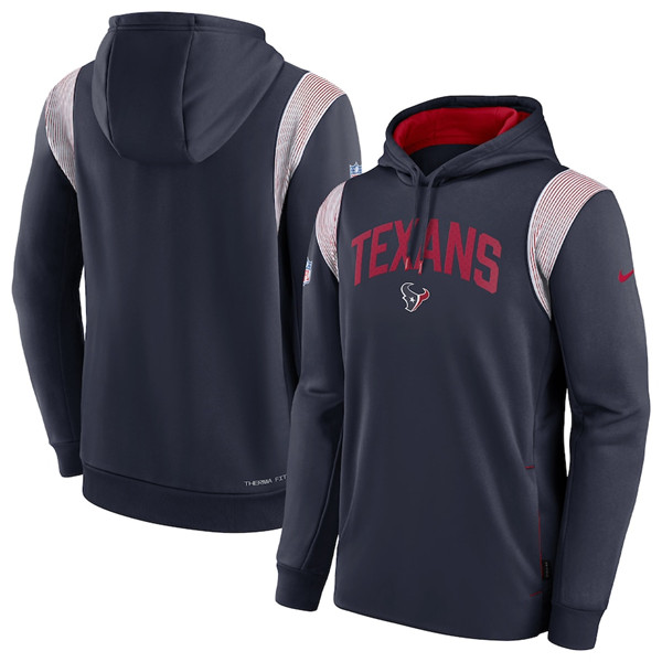 Men's Houston Texans Navy Sideline Stack Performance Pullover Hoodie