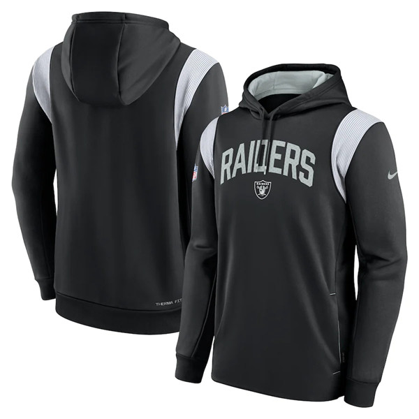 Mens Las Vegas Raiders Black Sideline Stack Performance Pullover Hoodie