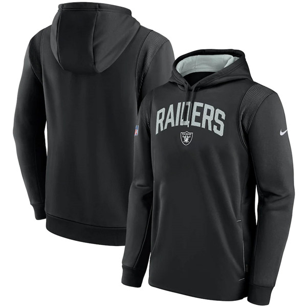 Men's Las Vegas Raiders Black Sideline Stack Performance Pullover Hoodie