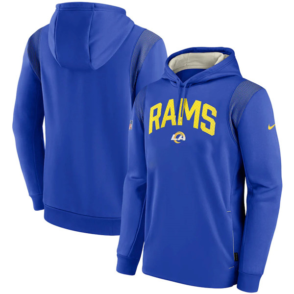 Mens Los Angeles Rams Royal Sideline Stack Performance Pullover Hoodie