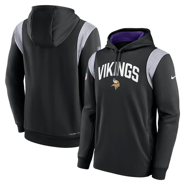 Men's Minnesota Vikings Black Sideline Stack Performance Pullover Hoodie