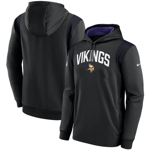 Mens Minnesota Vikings Black Sideline Stack Performance Pullover Hoodie