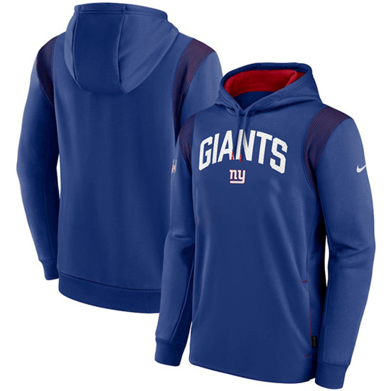 Men's New York Giants Blue Sideline Stack Performance Pullover Hoodie