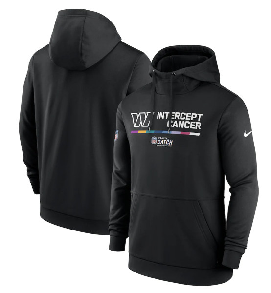 Men's Washington Commanders 2022 Black Crucial Catch Therma Performance Pullover Hoodie