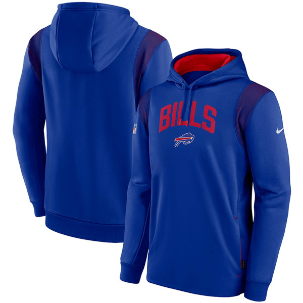 Mens Buffalo Bills Royal Sideline Stack Performance Pullover Hoodie