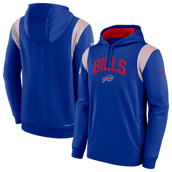 Men's Buffalo Bills Royal Sideline Stack Performance Pullover Hoodie