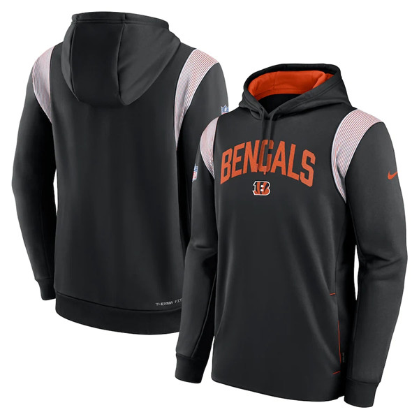 Mens Cincinnati Bengals Black Sideline Stack Performance Pullover Hoodie