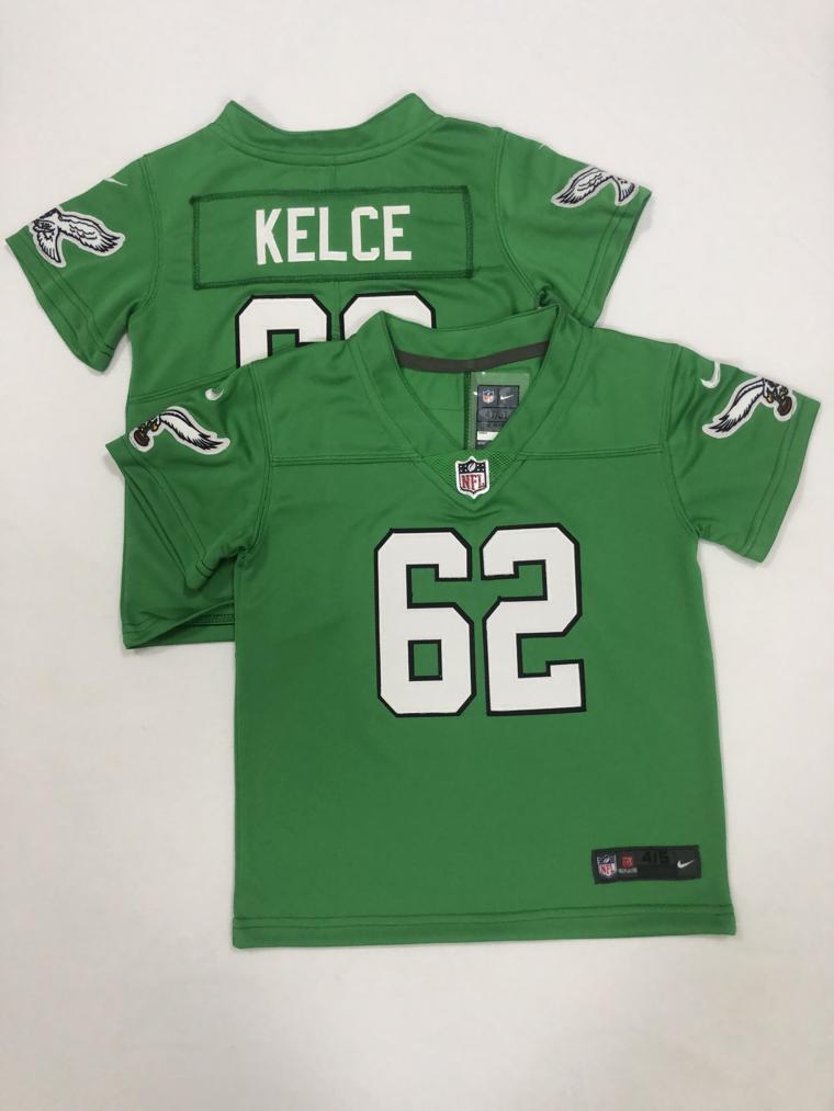 Toddlers Philadelphia Eagles #62 Jason Kelce Green 2023 Vapor Limited Throwback Jersey