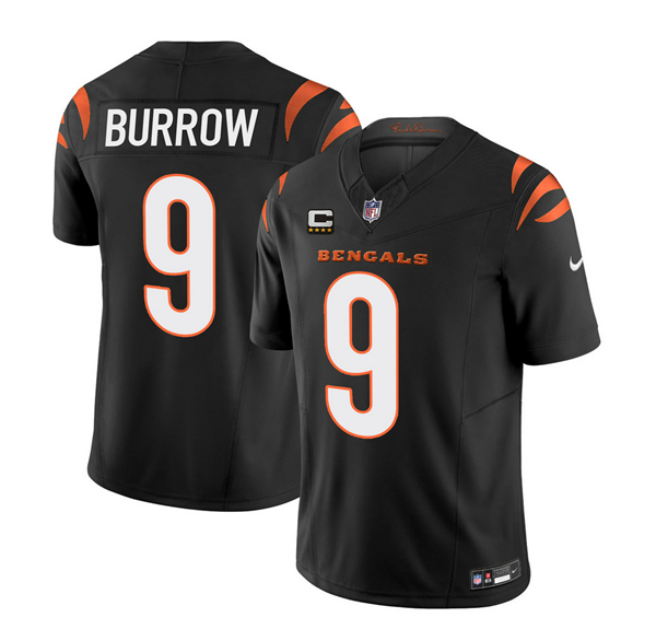 Men's Cincinnati Bengals #9 Joe Burrow Black 2023 F.U.S.E. With 4-Star C Patch Vapor Untouchable Limited Football Stitched Jersey