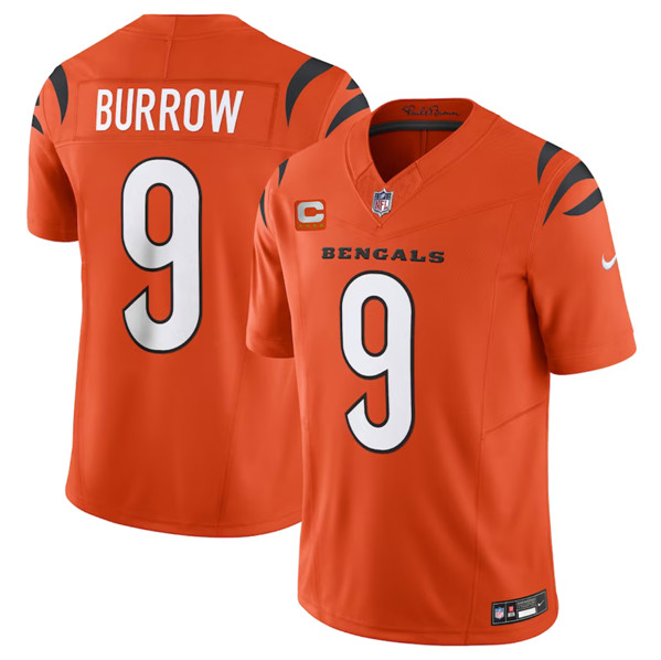 Men's Cincinnati Bengals #9 Joe Burrow Orange 2023 F.U.S.E. With 4-Star C Patch Vapor Untouchable Limited Football Stitched Jersey