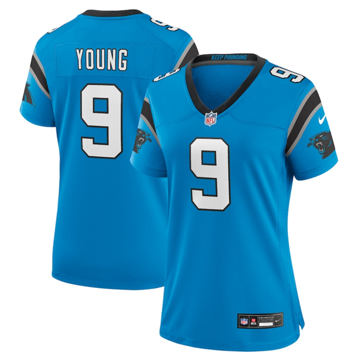 Women's Carolina Panthers #9 Bryce Young Blue Stitched Game Jersey(Run Small)