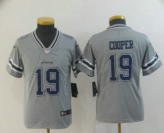 Youth Dallas Cowboys #19 Amari Cooper Grey 2019 Inverted Legend Stitched NFL Nike Limited Jersey