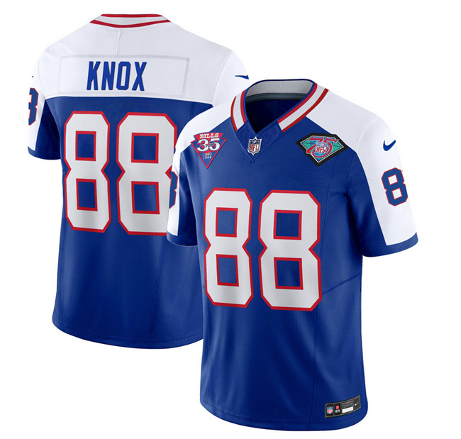 Men's Buffalo Bills #88 Dawson Knox Blue White 2023 F.U.S.E. 75th Anniversary Throwback Vapor Untouchable Limited Football Stitched Jersey