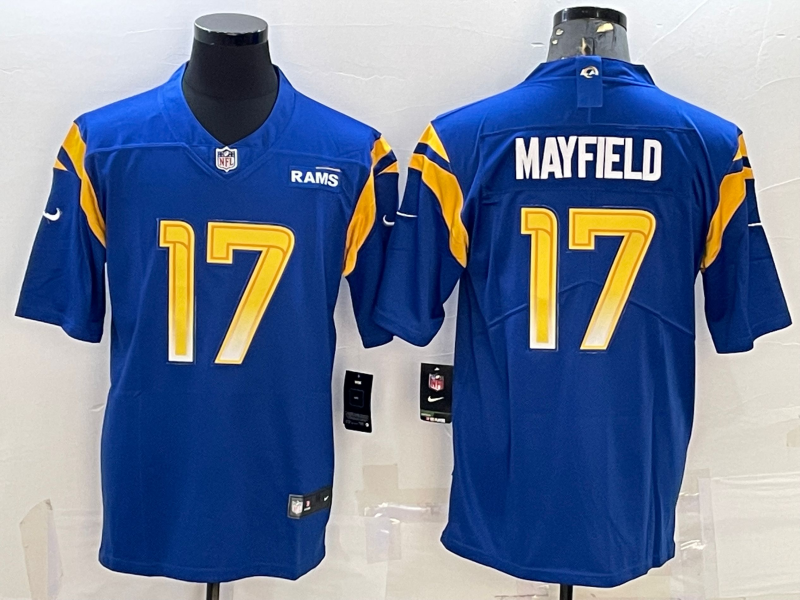 Men's Los Angeles Rams #17 Baker Mayfield 2022 Blue Vapor Untouchable Limited Stitched Jersey