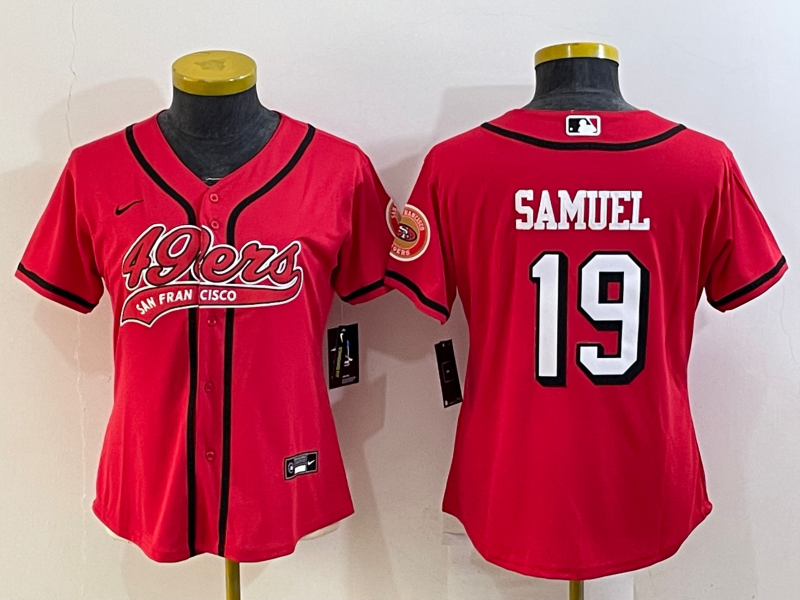 Women's San Francisco 49ers #19 Deebo Samuel Red Color Rush With Patch Cool Base Stitched Baseball Jersey