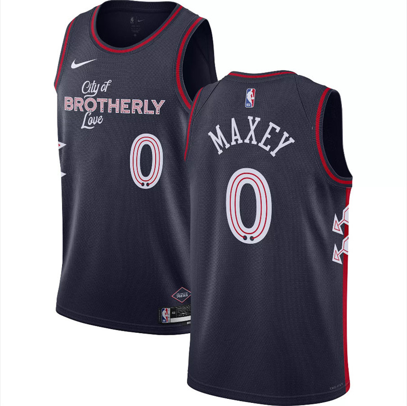 Men's 76ers #0 Tyrese Maxey Navy Nike 2023-24 City Edition Swingman Jersey