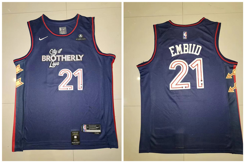 Men's 76ers #21 Joel Embiid Navy Nike 2023-24 City Edition Swingman Jersey