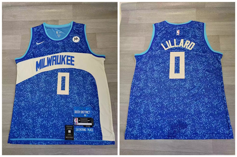 Men's Bucks #0 Damian Lillard Blue Nike 2023-24 City Edition Swingman Jersey