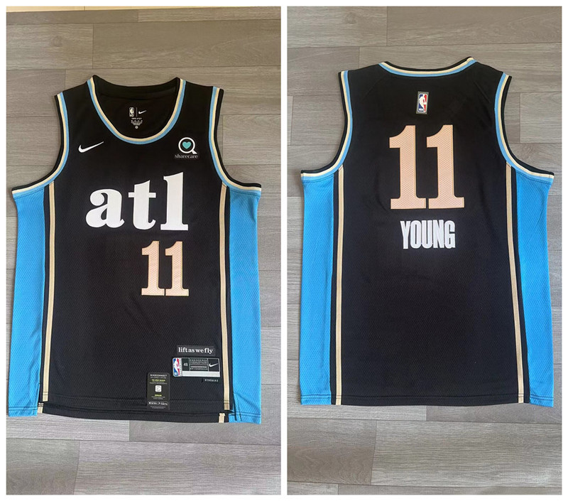 Men's Hawks #11 Trae Young Black Nike 2023-24 City Edition Swingman Jersey