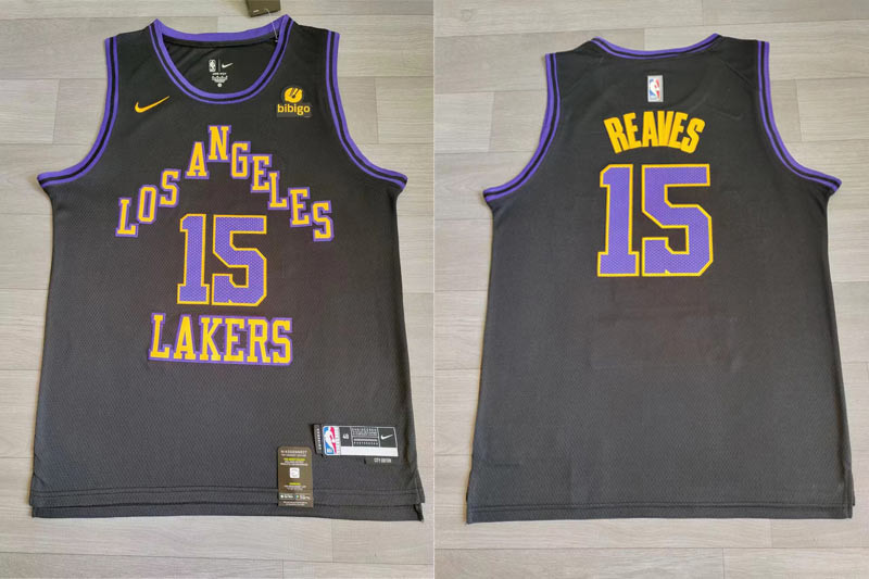 Men's Lakers #15 Austin Reaves Black Nike 2023-24 City Edition Swingman Jersey