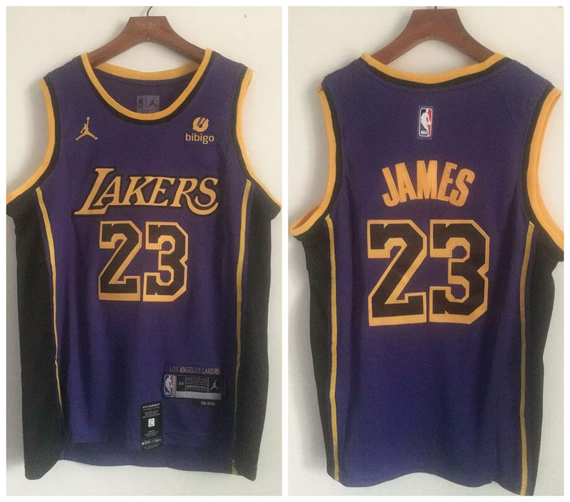 Men's Lakers #23 Lebron James Purple Swingman Jersey