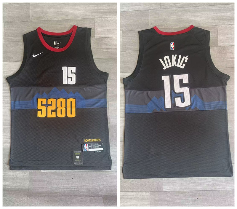 Men's Nuggets #15 Nikola Jokic Black Nike 2023-24 City Edition Swingman Jersey