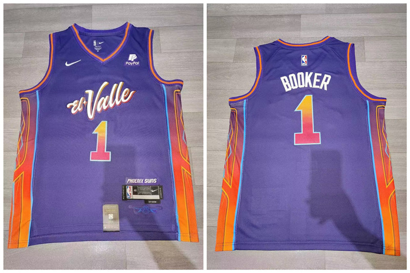 Men's Suns #1 Devin Booker Purple Nike 2023-24 City Edition Swingman Jersey