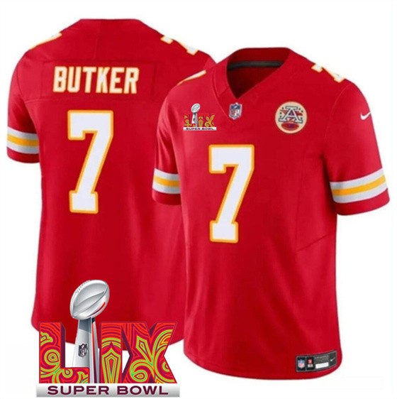 Men's Kansas City Chiefs #7 Harrison Butker Red 2025 F.U.S.E. Super Bowl LIX Patch Vapor Untouchable Limited Football Stitched Jersey