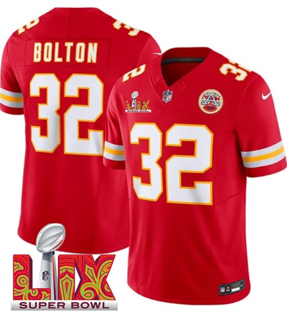 Men’s Kansas City Chiefs #32 Nick Bolton Red 2025 F.U.S.E. Super Bowl LIX Patch Vapor Untouchable Limited Football Stitched Jersey