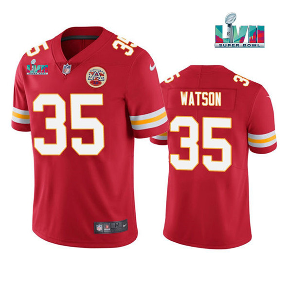 Men's Kansas City Chiefs #35 Jaylen Watson Red Super Bowl LVII Patch Vapor Untouchable Limited Stitched Jersey