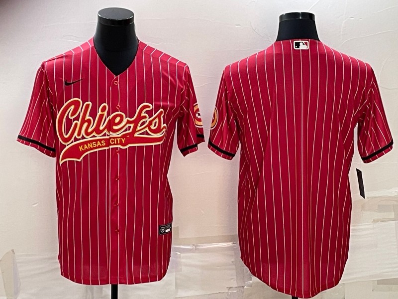 Men's Kansas City Chiefs Blank Red With Patch Cool Base Stitched Baseball Jersey