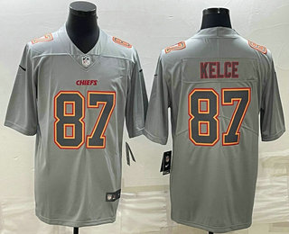 Men's Kansas City Chiefs #87 Travis Kelce Gray Atmosphere Fashion Stitched Jersey