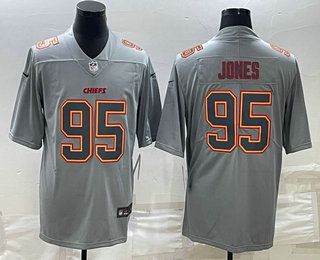 Men's Kansas City Chiefs #95 Chris Jones Gray Atmosphere Fashion Stitched Jersey