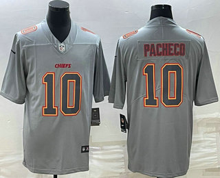 Men's Kansas City Chiefs #10 Isiah Pacheco Gray Atmosphere Fashion Stitched Jersey