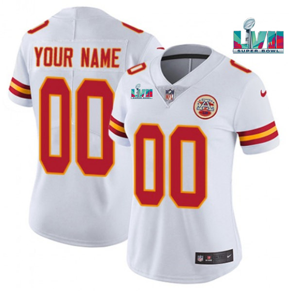 Women's Kansas City Chiefs Customized White Super Bowl LVII Limited Stitched Jersey(Run Small)