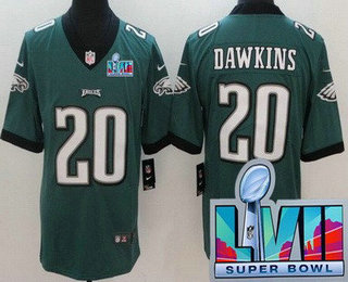 Men's Philadelphia Eagles #20 Brian Dawkins Limited Green Super Bowl LVII Vapor Jersey