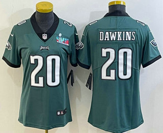 Women's Philadelphia Eagles #20 Brian Dawkins Limited Green Super Bowl LVII Vapor Jersey