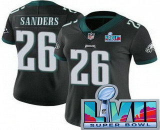 Women's Philadelphia Eagles #26 Miles Sanders Limited Black Super Bowl LVII Vapor Jersey