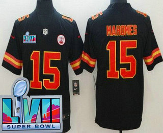 Youth Kansas City Chiefs #15 Patrick Mahomes Limited Black Super Bowl LVII Vapor Jersey